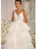 Ivory Glitter Tulle Ruffle Elegant Wedding Dress